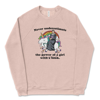 Never Underestimate a Girl With a Book RGB Unicorn Sweatshirt