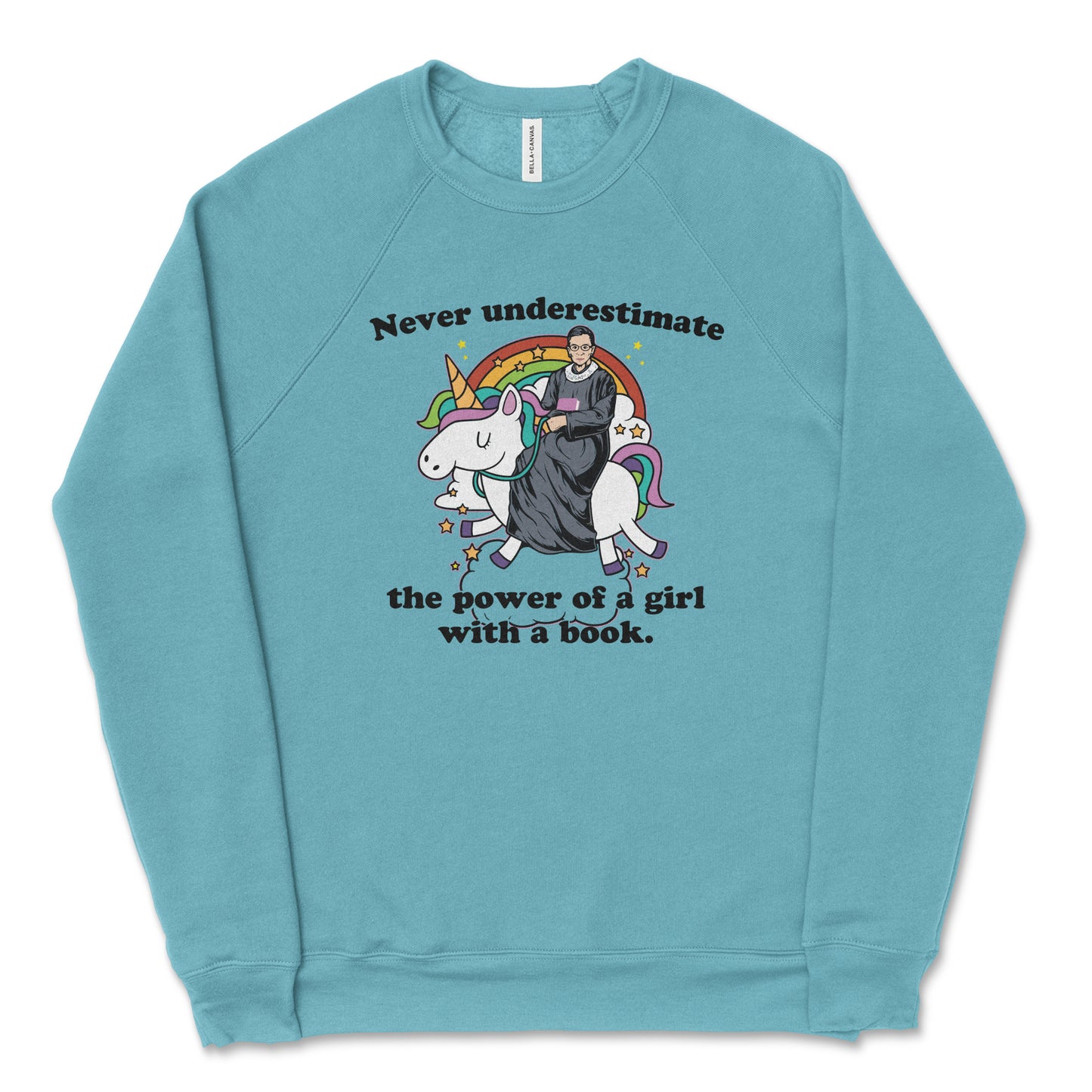 Never Underestimate a Girl With a Book RGB Unicorn Sweatshirt