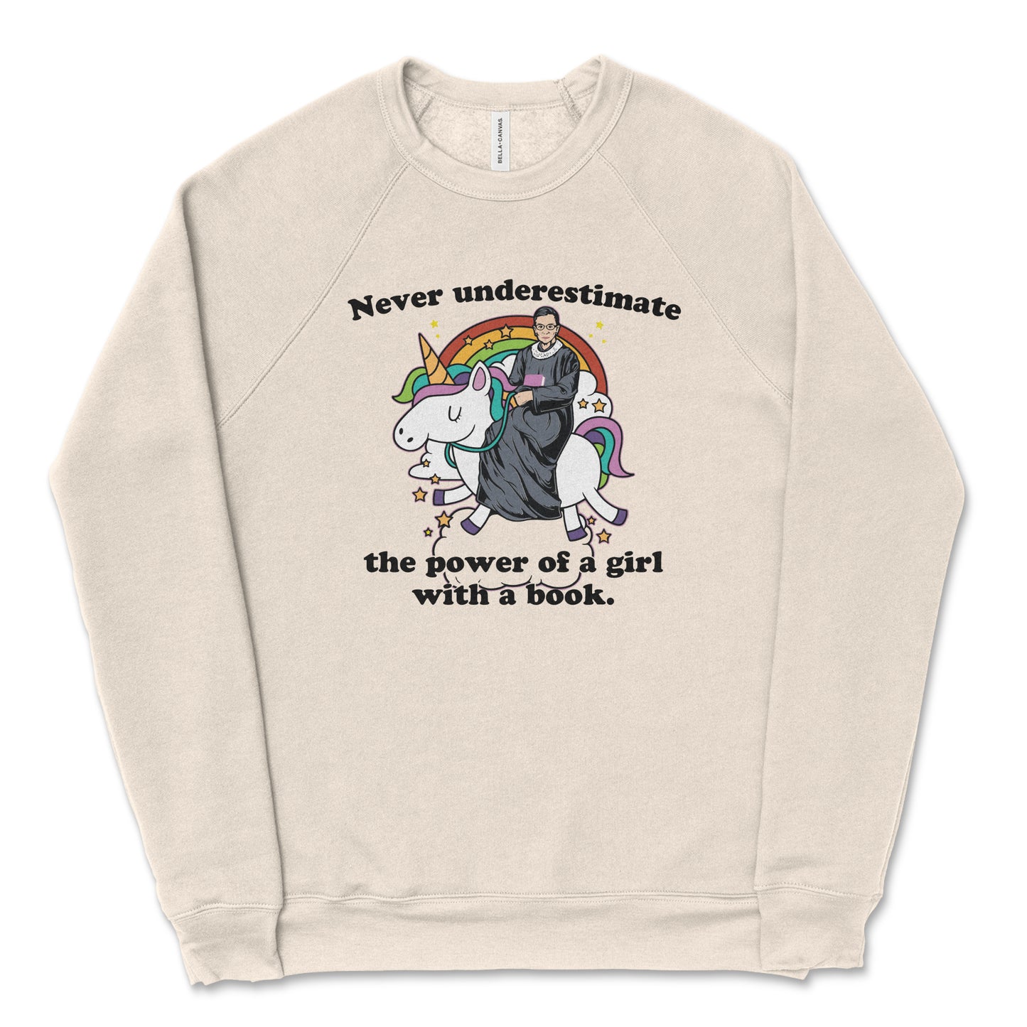 Never Underestimate a Girl With a Book RGB Unicorn Sweatshirt