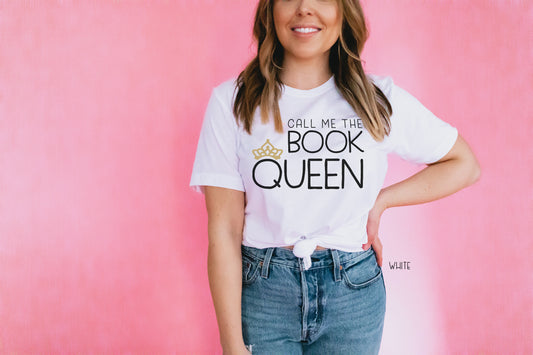 Book Queen Librarian T-Shirt - Rule Your Literary Kingdom! - White