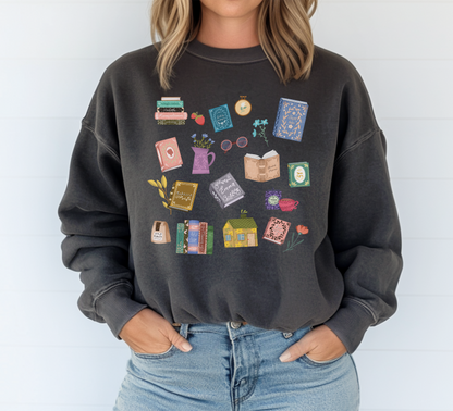 Cozy Reading at Home Unisex Pigment Dyed Librarian Sweatshirt