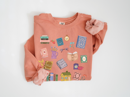 Cozy Reading at Home Unisex Pigment Dyed Librarian Sweatshirt