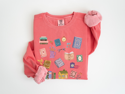 Cozy Reading at Home Unisex Pigment Dyed Librarian Sweatshirt