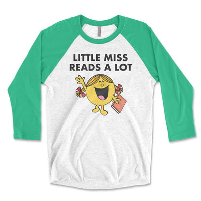 Little Miss Reads A Lot 3/4 Sleeve Raglan T-shirt