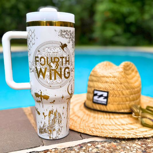Fourth Wing Tumbler  Fantasy Merch - Fly or Die Cup Violet Sorrengail Personalized Librarian Reader Book lover Library Stanley