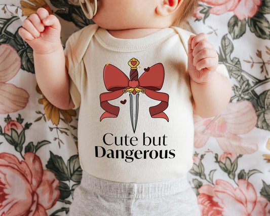 Cute But Dangerous Dagger Baby Onesie: Bookish & Fantasy Reader Literary Gift