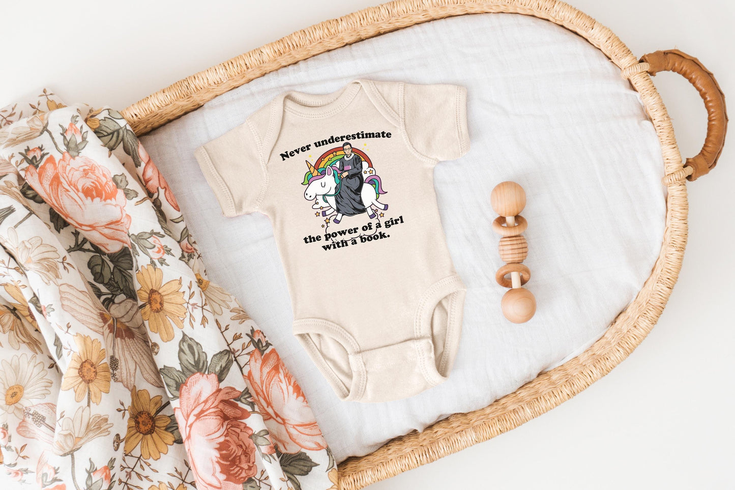 Feminist Baby Bodysuit: Ruth Bader Ginsburg Unicorn, Girl Power Gift