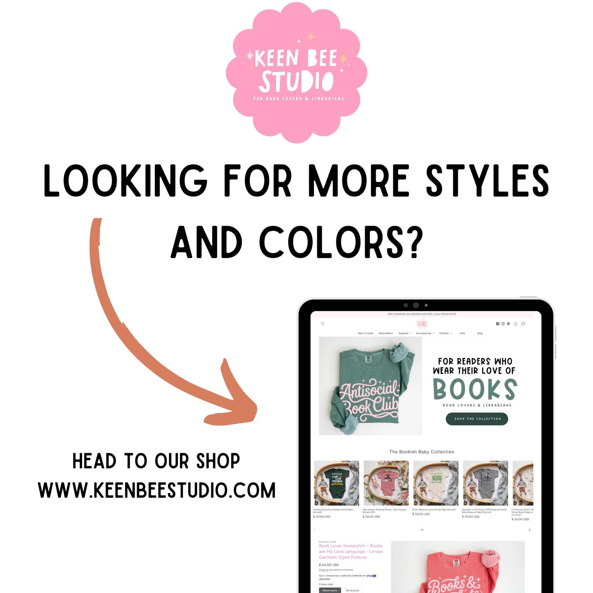 The image is an advertisement for a book club, featuring a website and a tablet displaying the club's offerings.