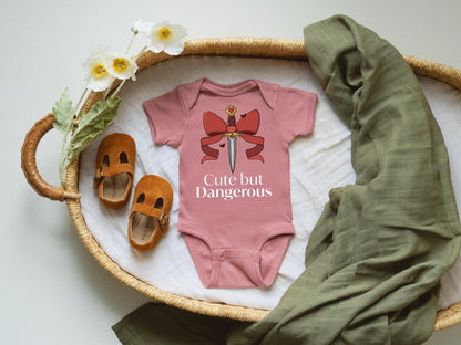 Cute But Dangerous Dagger Baby Onesie: Bookish & Fantasy Reader Literary Gift