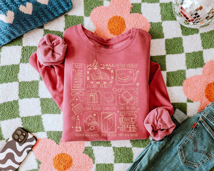 Reading Is Self Care Sweatshirt: Vintage Soft Cotton - Relaxed Fit
