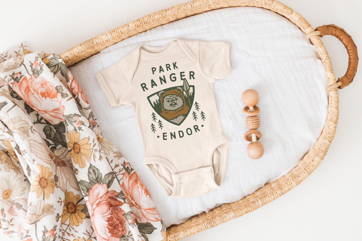 Star Wars Inspired Baby Bodysuit, Endor Park Ranger Funny Space Theme (Newborn-18M)