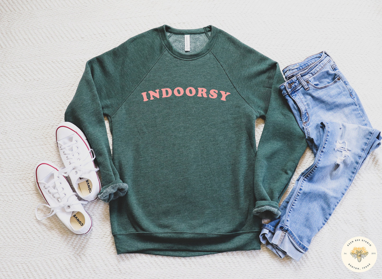 Indoorsy Unisex Raglan Crewneck Sweatshirt