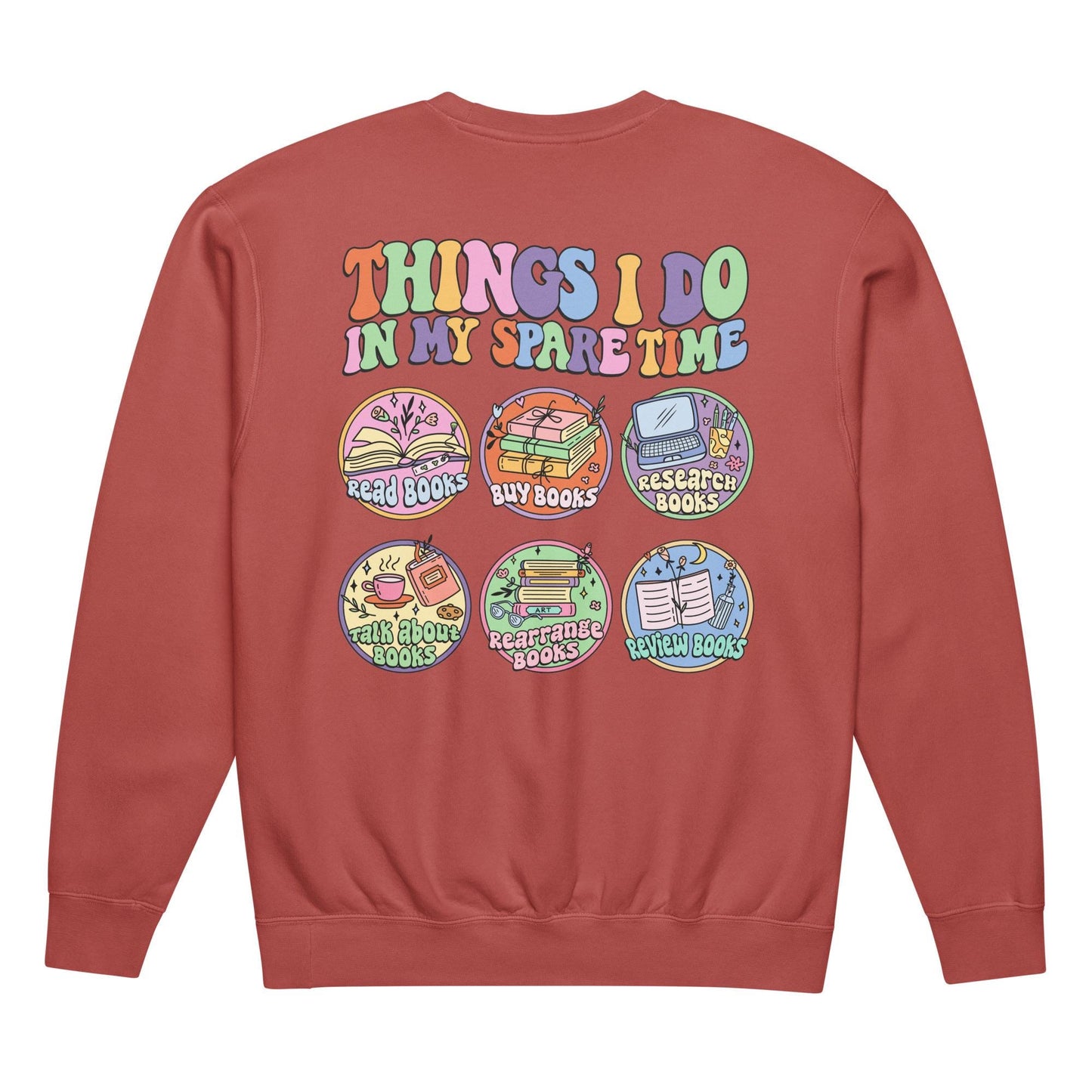 Things I Do Reading & Book Lover Unisex garment-dyed fleece crewneck sweatshirt