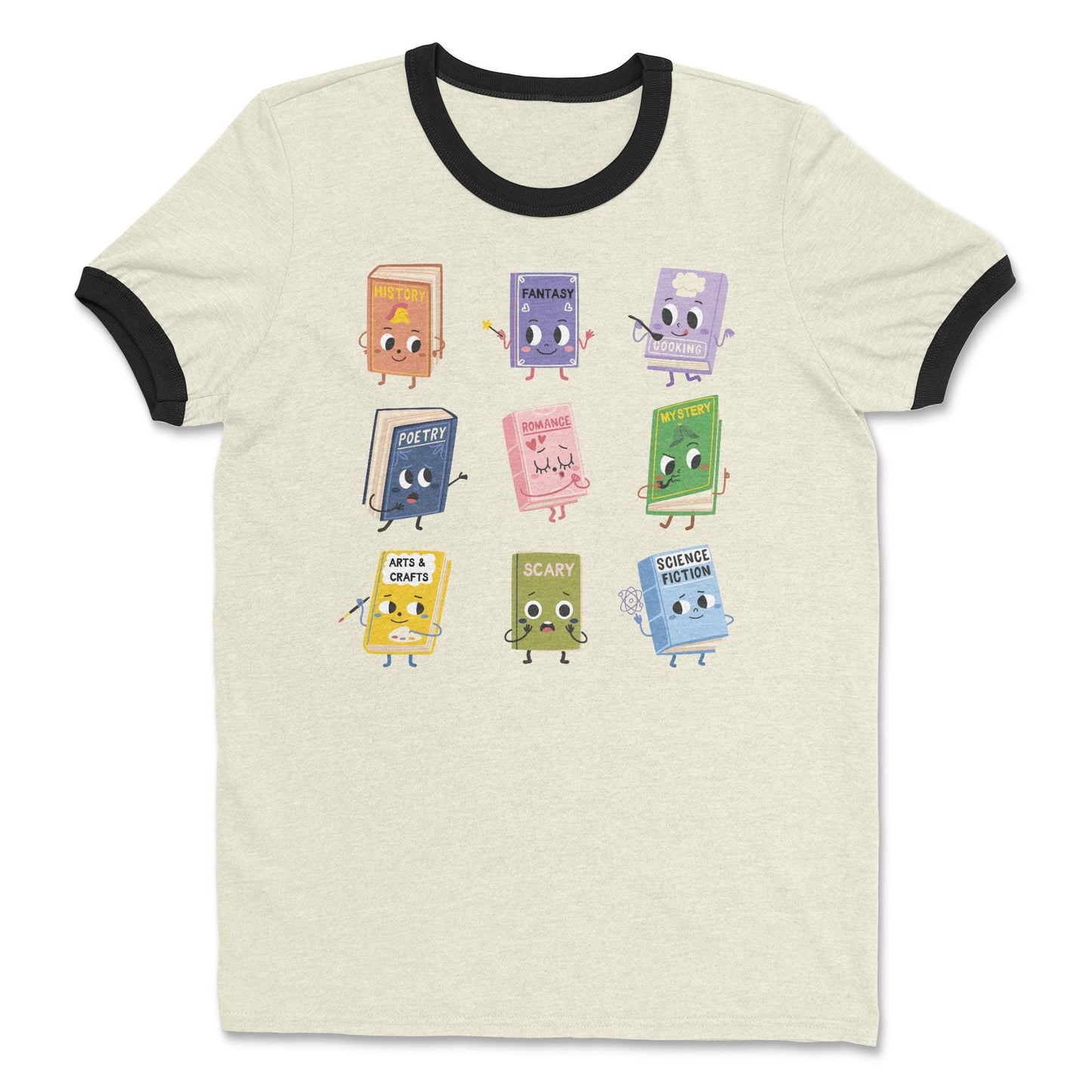 Book Genres Ringer Short Sleeve T-shirt