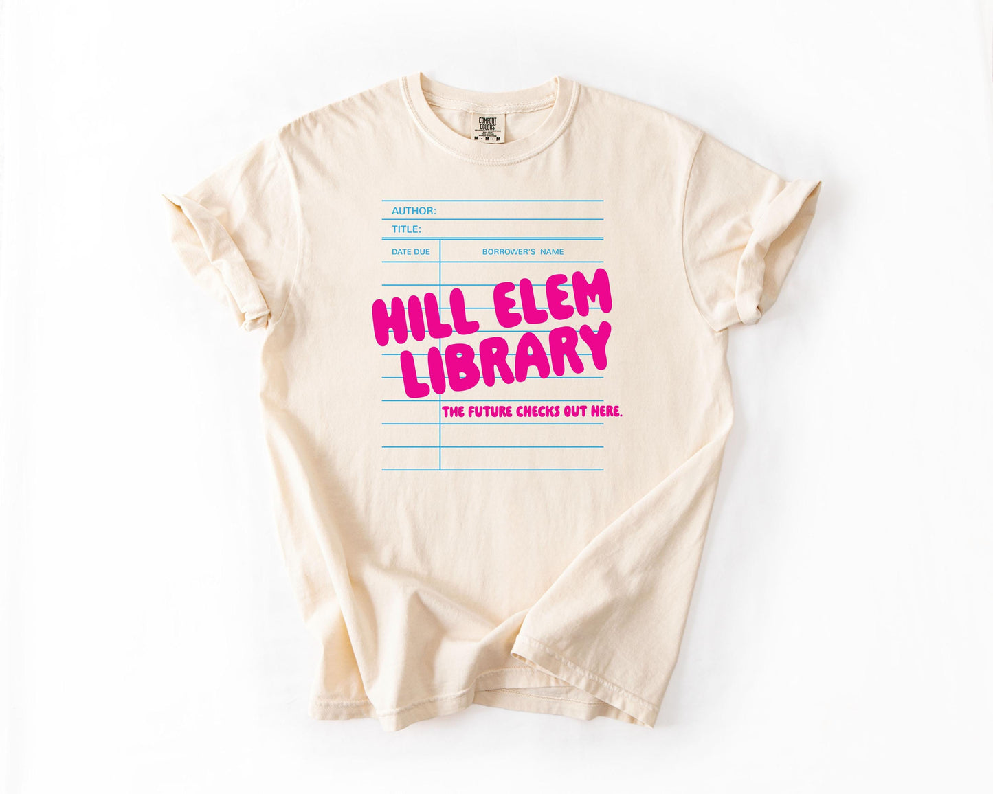 Custom Library Name Card Pink T-Shirt - Soft, Heavyweight Cotton Librarian Tshirt