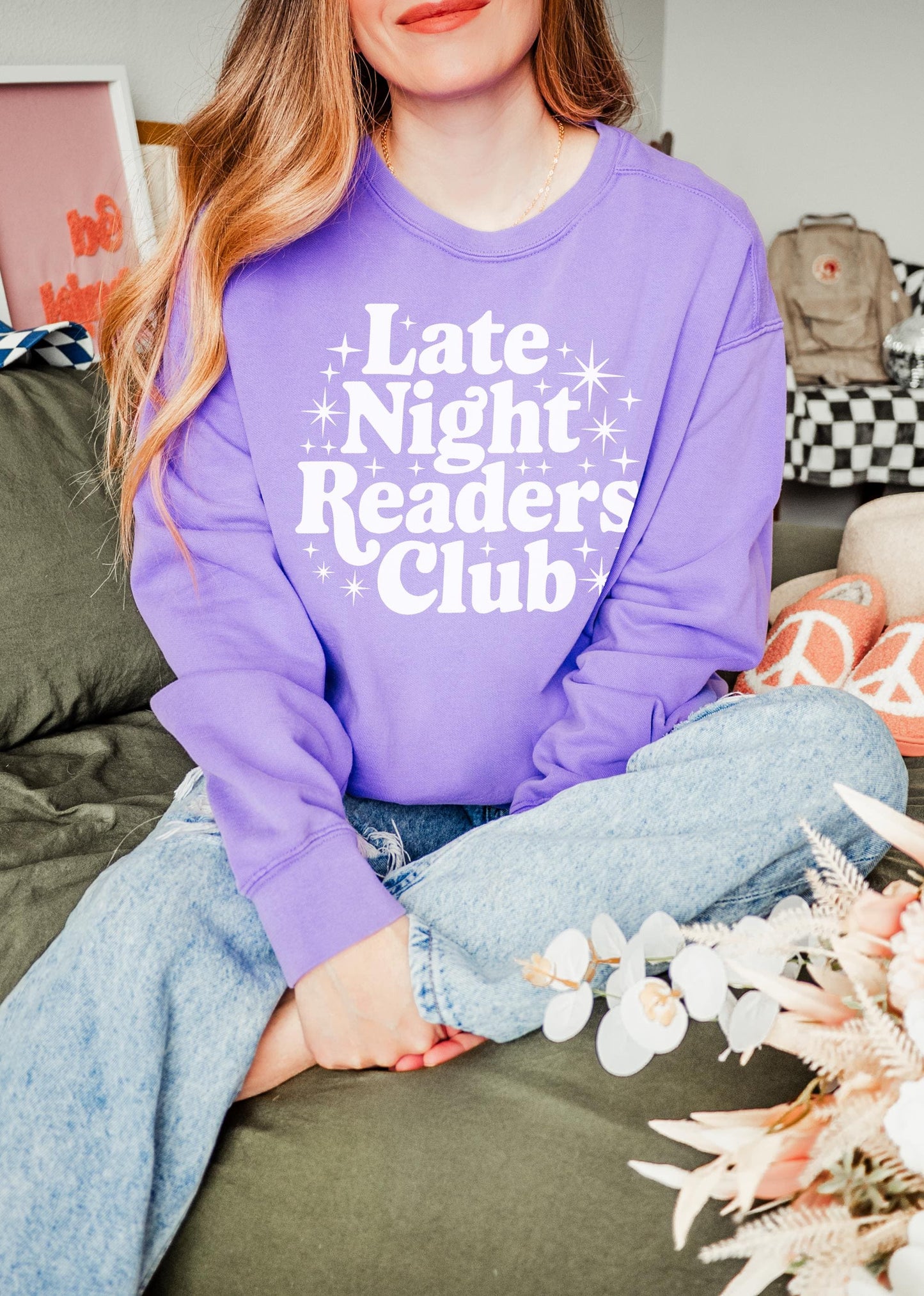 Book Lover Unisex Garment-Dyed Sweatshirt | Late Night Reading Gift for Reader