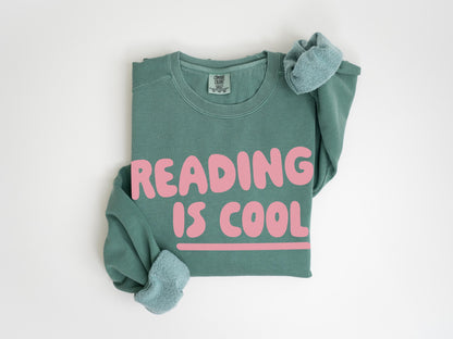 Reading is Cool Unisex Sweatshirt: Relaxed Fit, Vintage-Washed - Soft Garment-Dyed
