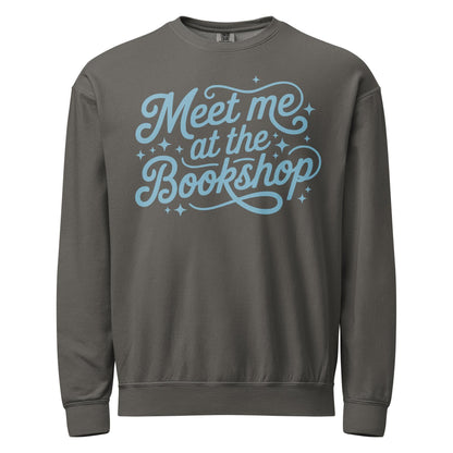 Meet Me at the Bookshop Unisex garment-dyed fleece crewneck sweatshirt