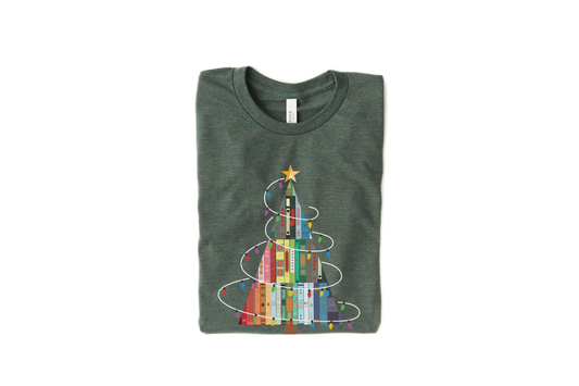 Christmas Book Tree Short Sleeve Shirt