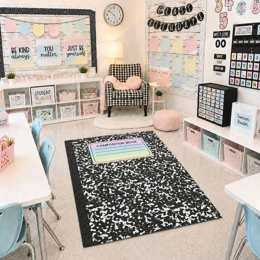 Rainbow Composition Book Area Rug | Colorful Classroom Rug