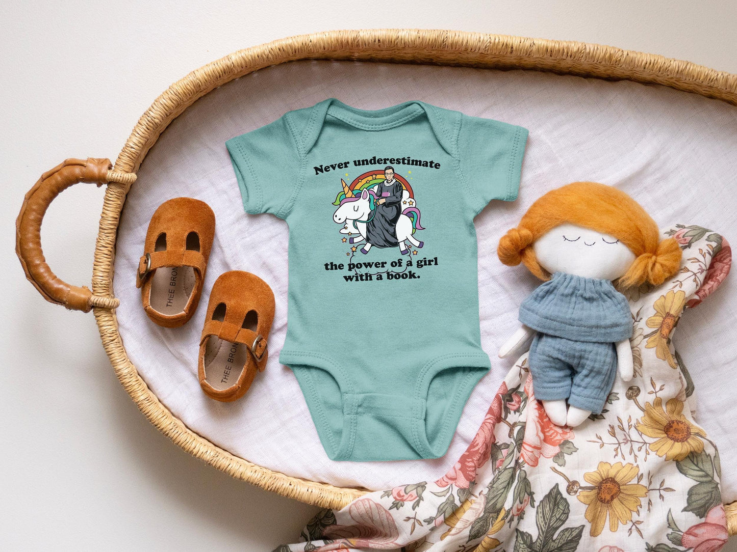 Feminist Baby Bodysuit: Ruth Bader Ginsburg Unicorn, Girl Power Gift