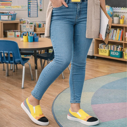 Slip-On Canvas Shoes: Teacher Pencil Print (Women's Lightweight Sneakers)