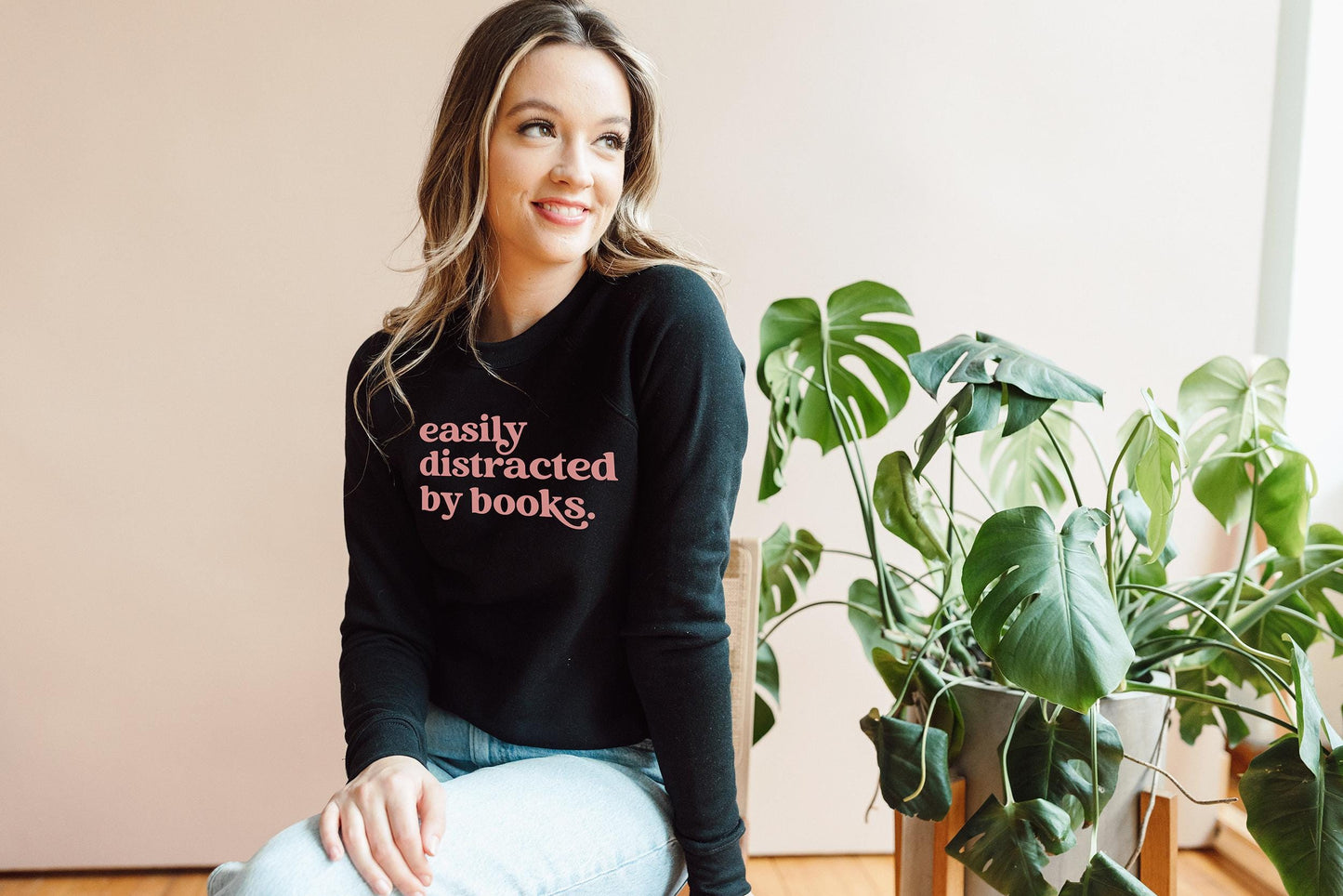 Easily Distracted By Books Crewneck Raglan Sweatshirt