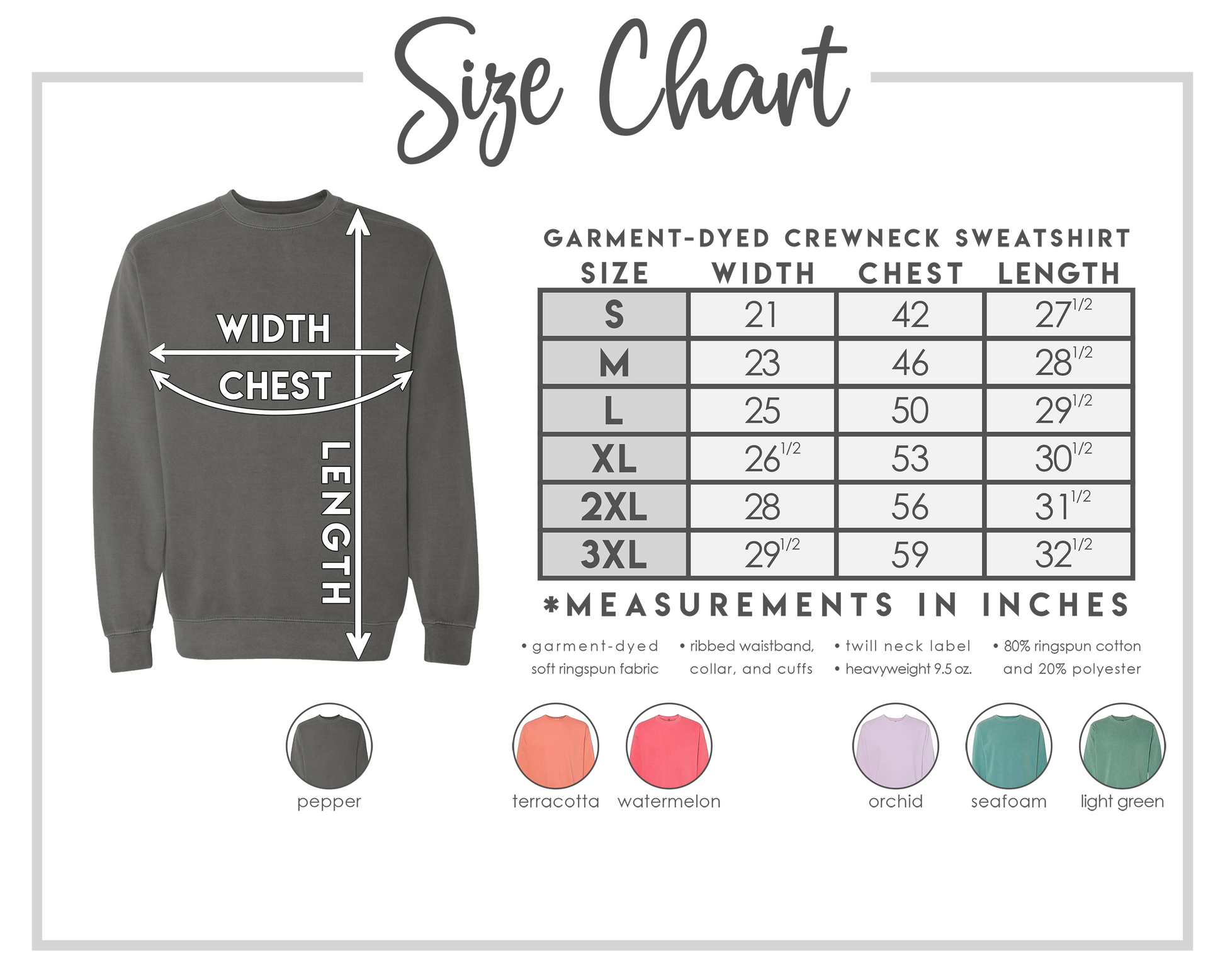 Watermelon Custom Librarian Sweatshirt - Size Guide