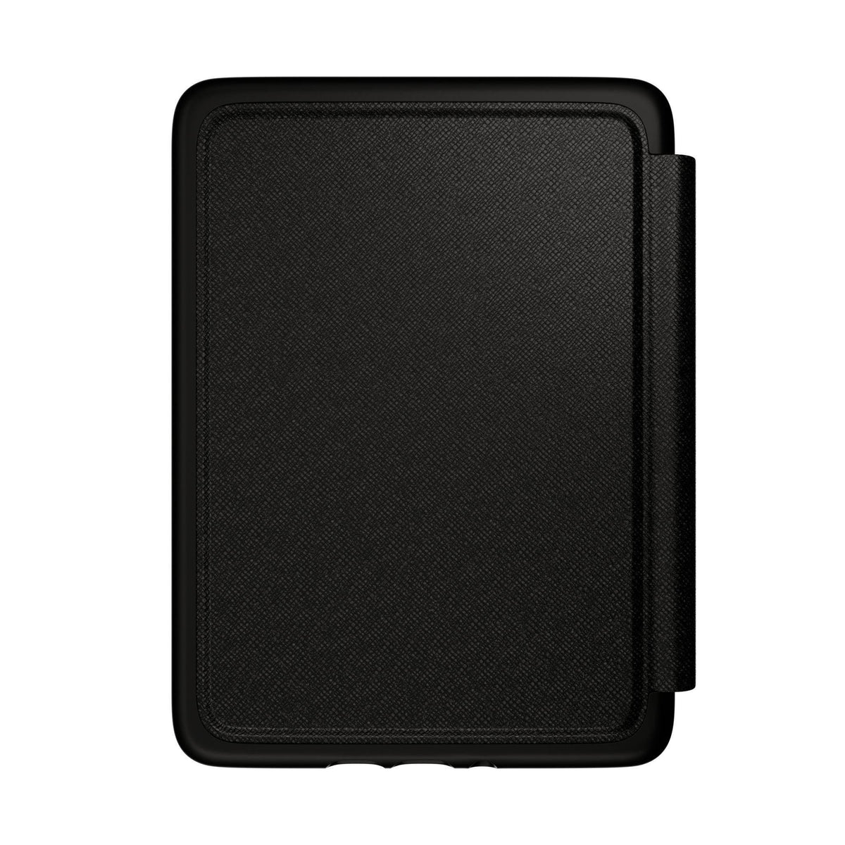 A black rectangular object with a textured surface, likely a protective cover or case for a device.