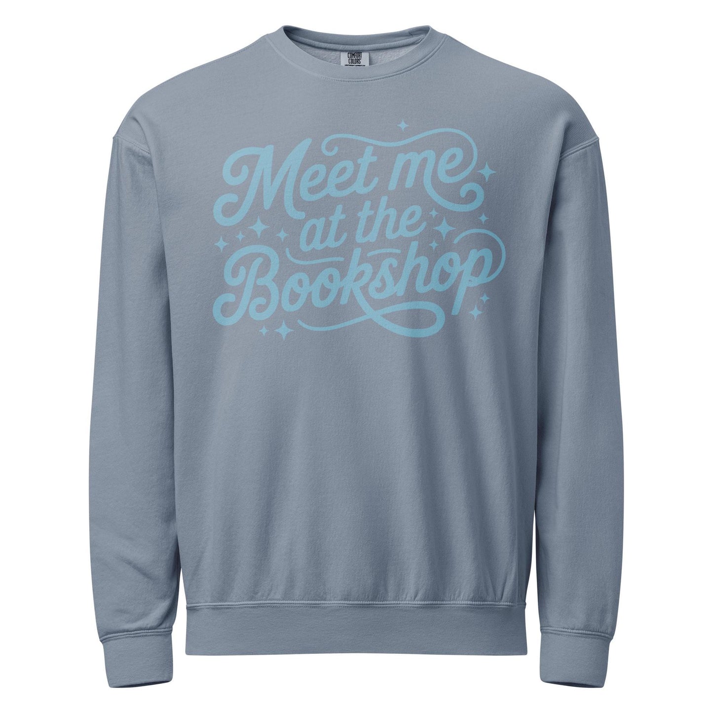 Meet Me at the Bookshop Unisex garment-dyed fleece crewneck sweatshirt