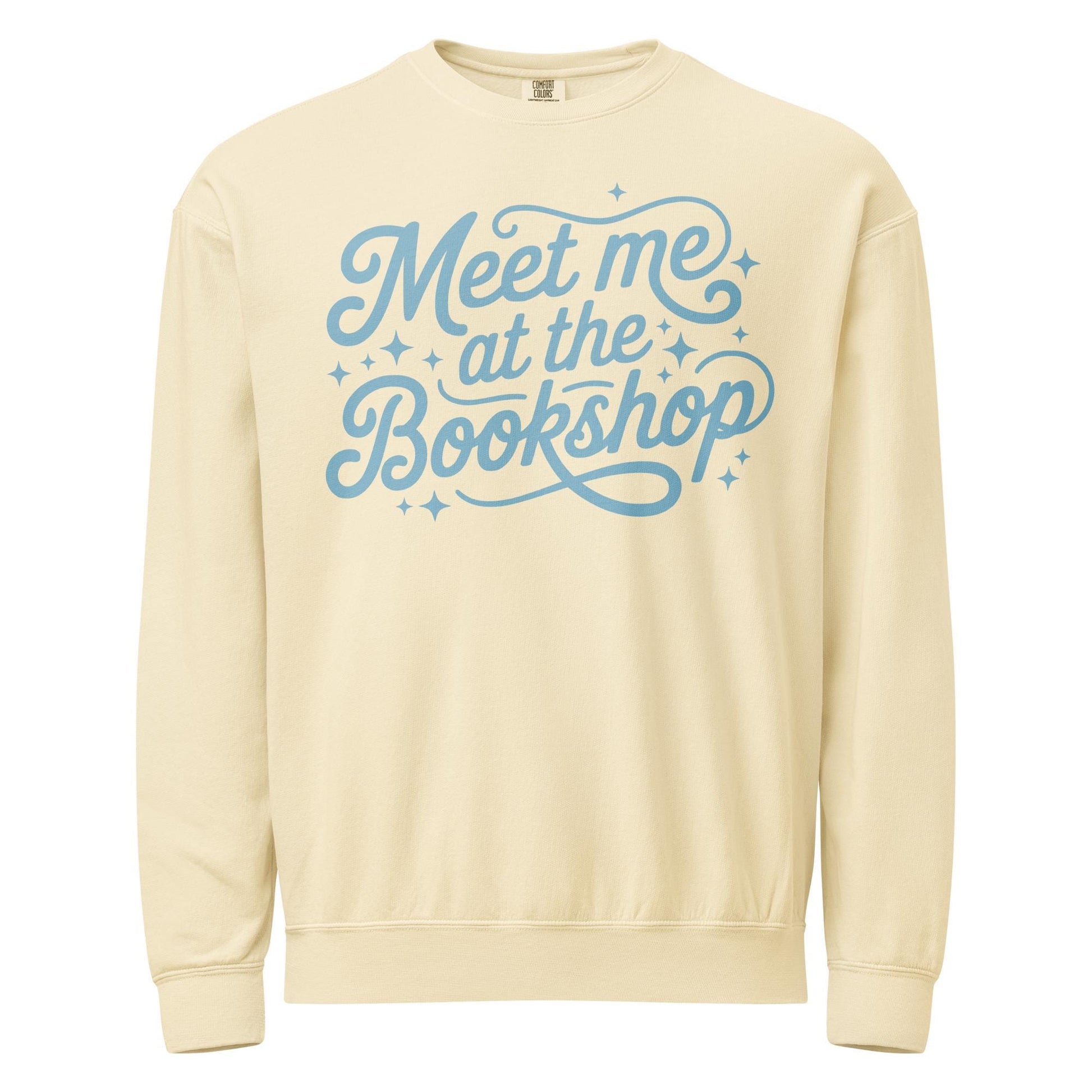 Meet Me at the Bookshop Unisex garment-dyed fleece crewneck sweatshirt