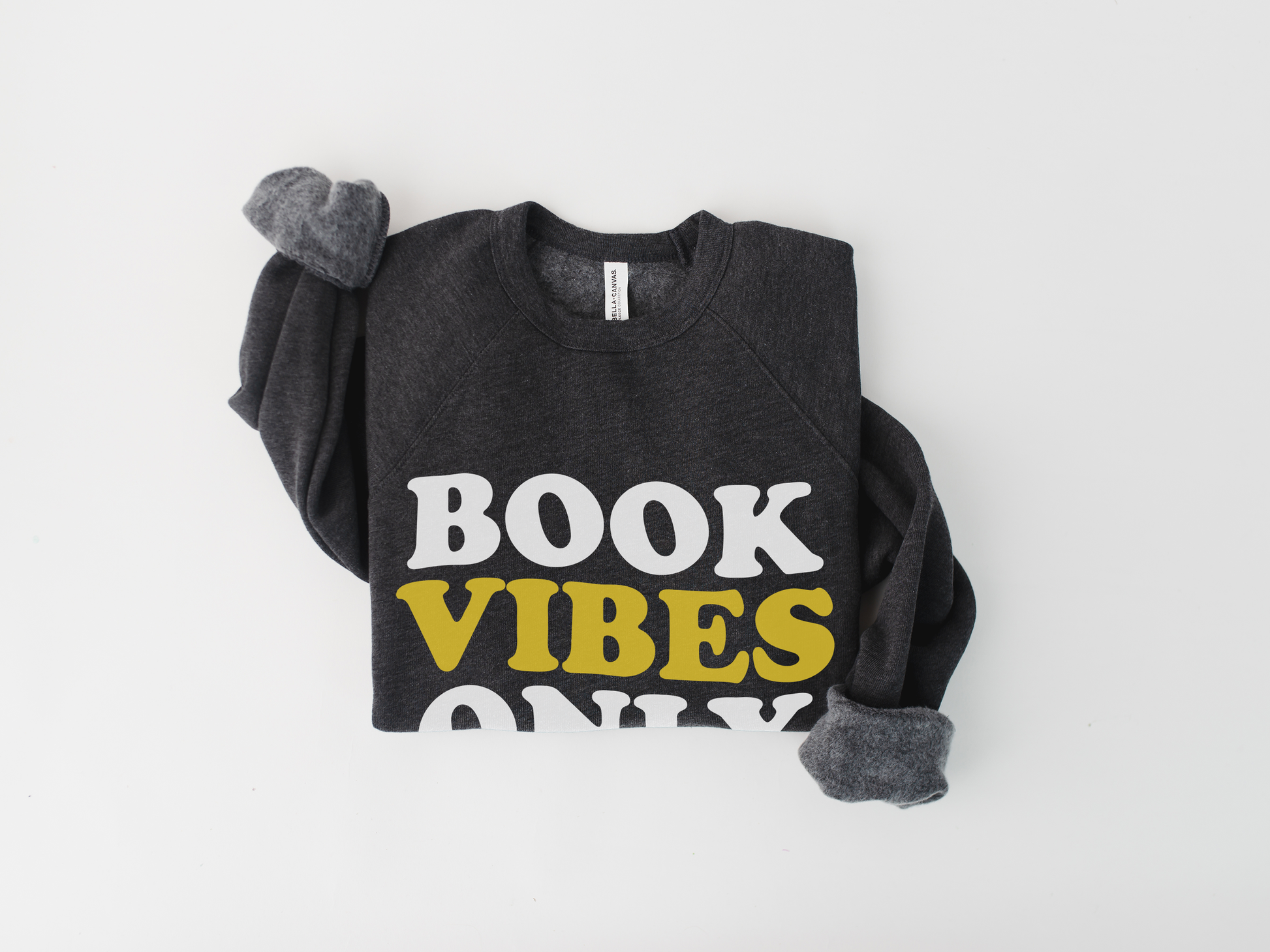 Comfy Book Sweatshirt - Book Vibes Only, Retro Design, Distinctive Raglan Sleeves