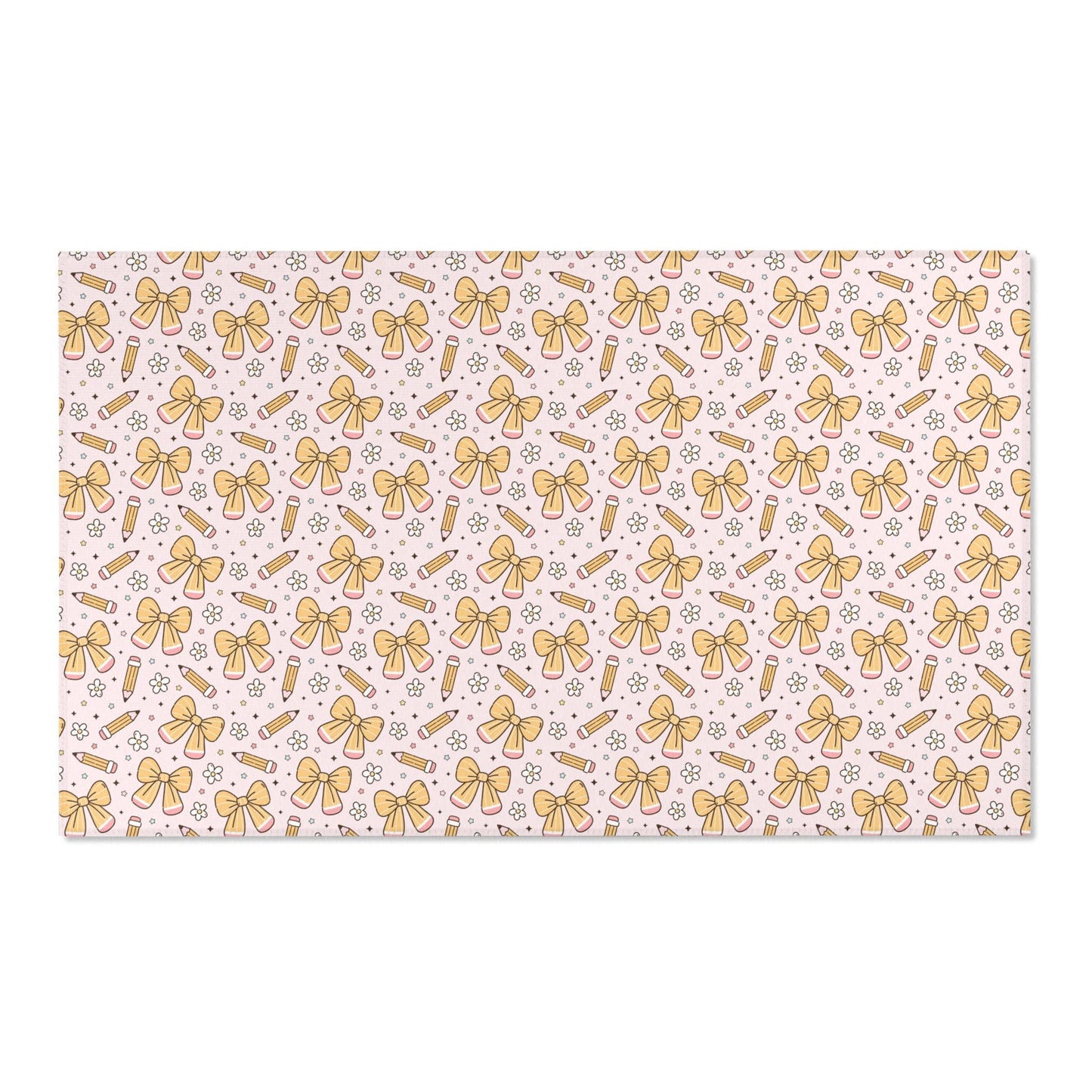 Cute Bows and Pencils Classroom Area Rug | Teacher Rug and Classroom Decor