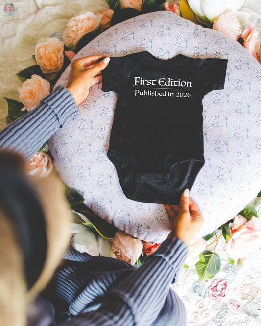 Literary Baby Announcement “First Edition” Baby Bodysuit