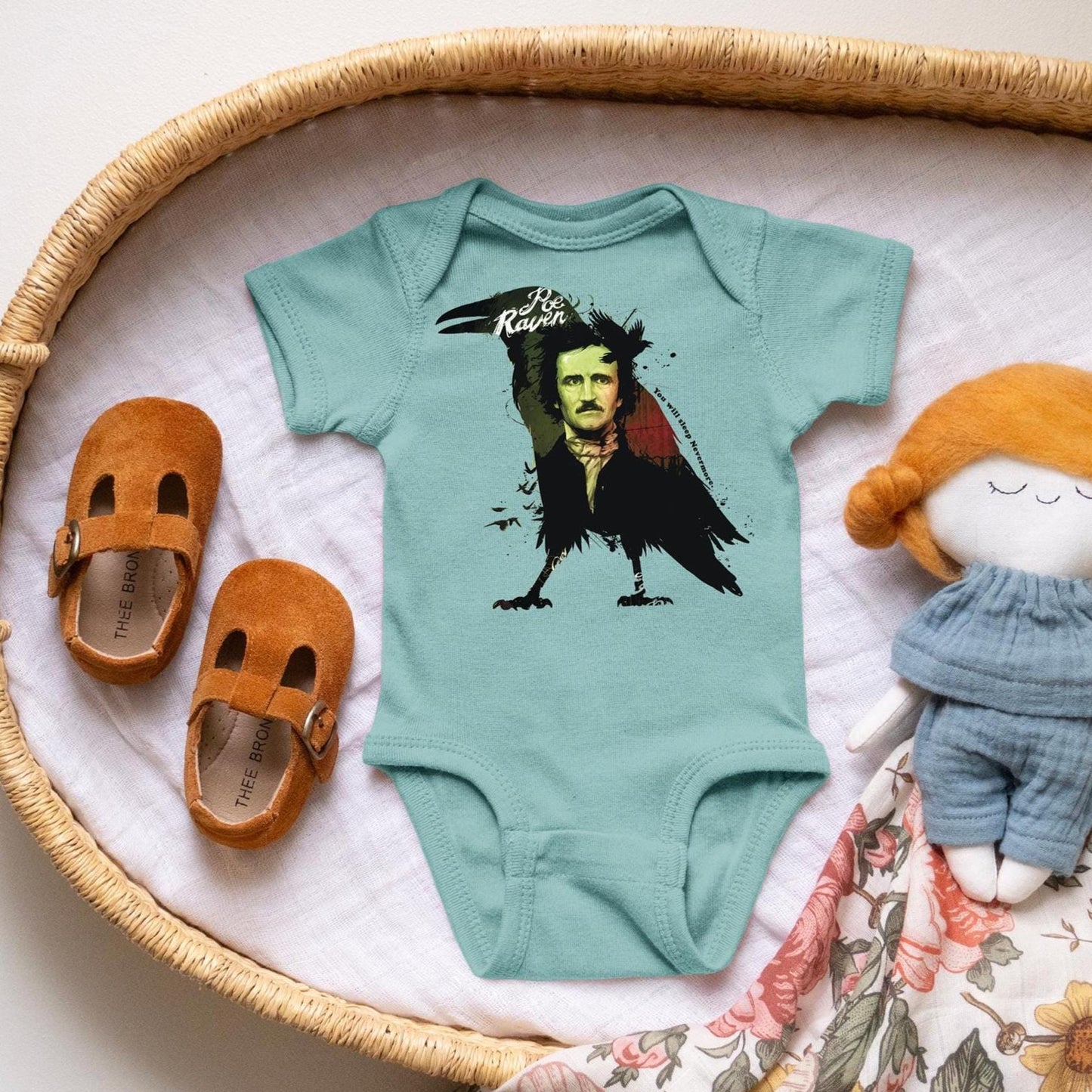 Poe Raven Baby Bodysuit: Funny Gothic Halloween Outfit