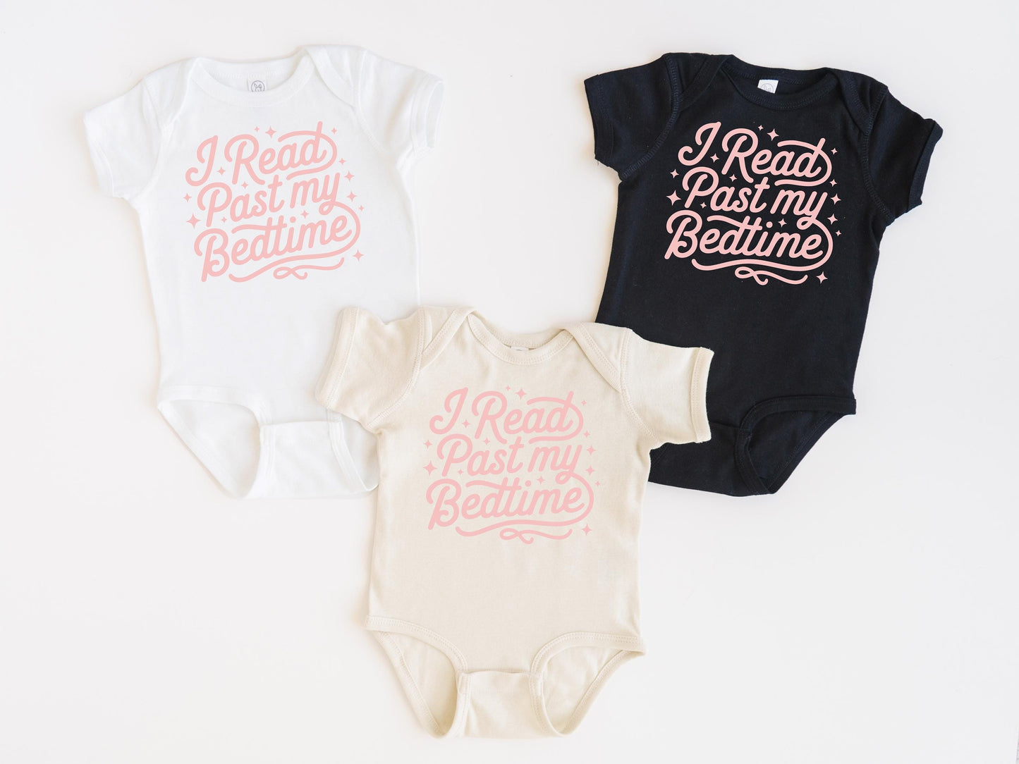 I Read Past My Bedtime Onesie Pink | Literary Baby Shower Gift
