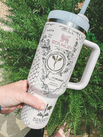 Fourth Wing Inspired Engraved Tumbler Dragon Rider Stainless Steel Cup Fantasy Book Lover Gift Bookish Travel Mug Reader Drinkware