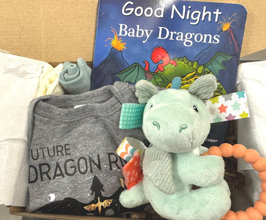 Future Dragon Rider Fourth Wing Baby Shower Gift Box Bodysuits and Socks | Nerdy Baby Gift Basket | Wingleader Merch Baby Gift