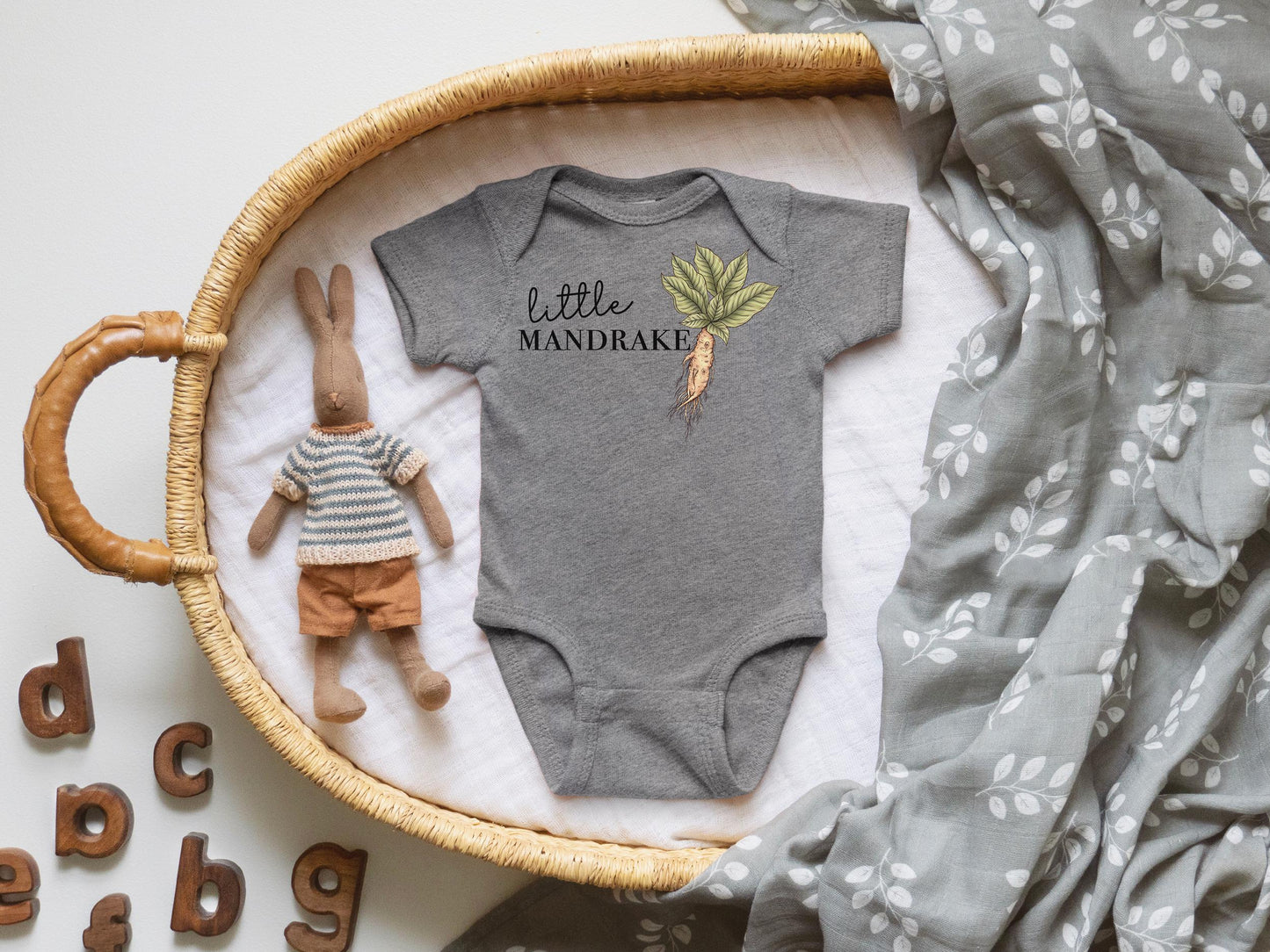 Potter Inspired Little Mandrake Bodysuit Nerdy Baby Bodysuit Baby Shower Bodysuit Infant Clothing Herbs and Plants Baby Bookish Clothing