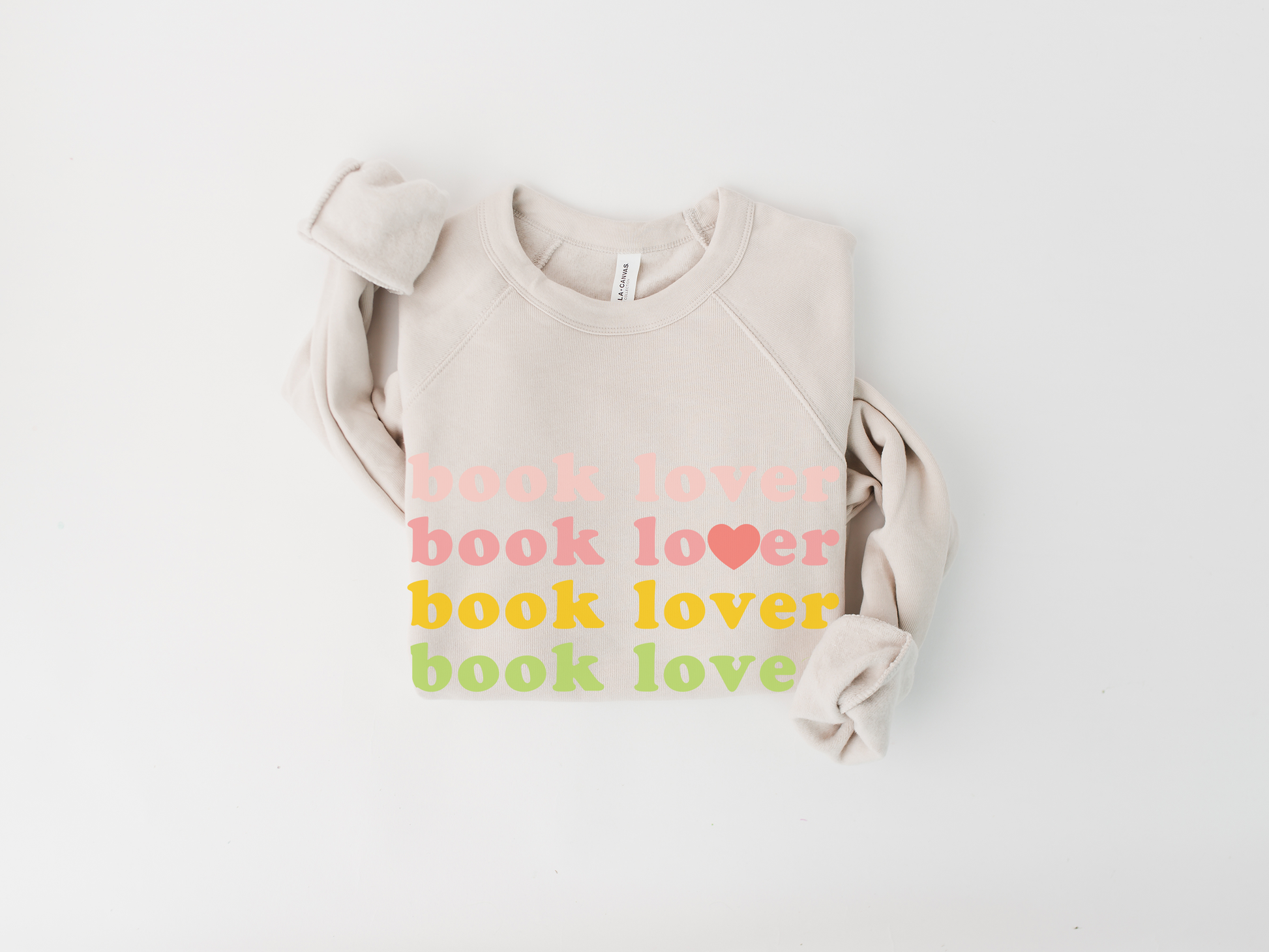 Book Lover Heart Retro Librarian Reading Sweatshirt - Heather Dust