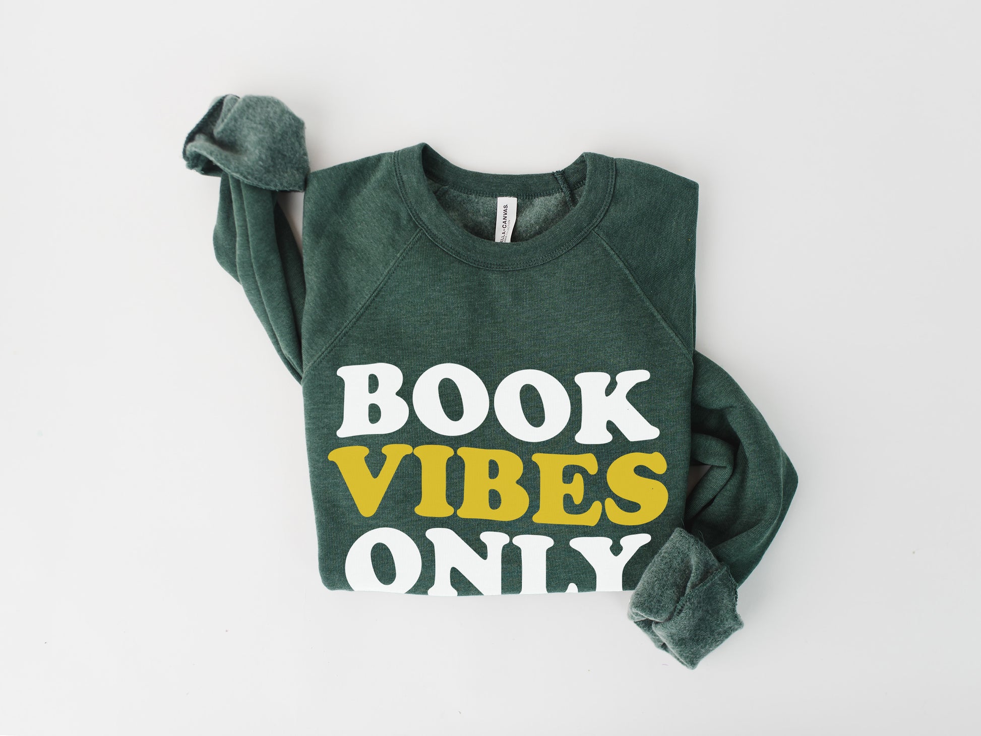 Comfy Book Sweatshirt - Book Vibes Only, Retro Design, Distinctive Raglan Sleeves