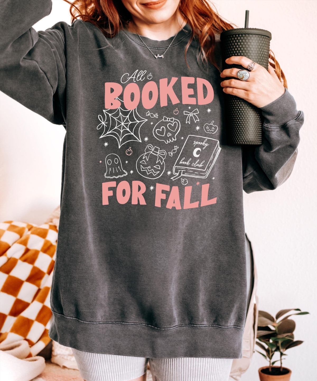 All Booked For The Fall Crewneck, Unisex Cotton Blend Pullover Sweatshirt