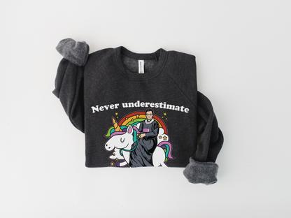 Never Underestimate a Girl With a Book RGB Unicorn Sweatshirt