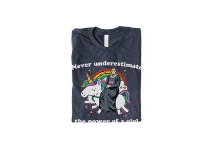 Never Underestimate a Girl With a Book RGB Unicorn Short Sleeve T-shirt