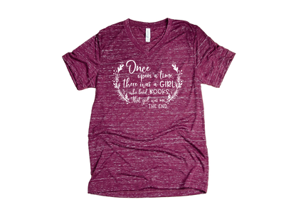 Once Upon a Time There Was a Girl Who Loved Books V-neck Short Sleeve T-shirt