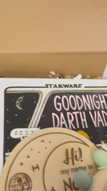 Custom Star Wars© Galactic Baby Shower Gift Box: Death Star & Endor Bodysuits, Socks, and Book Set | Perfect Baby Gift Basket Nerdy