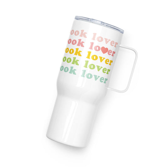 Book Lover with Hearts Travel mug with a handle