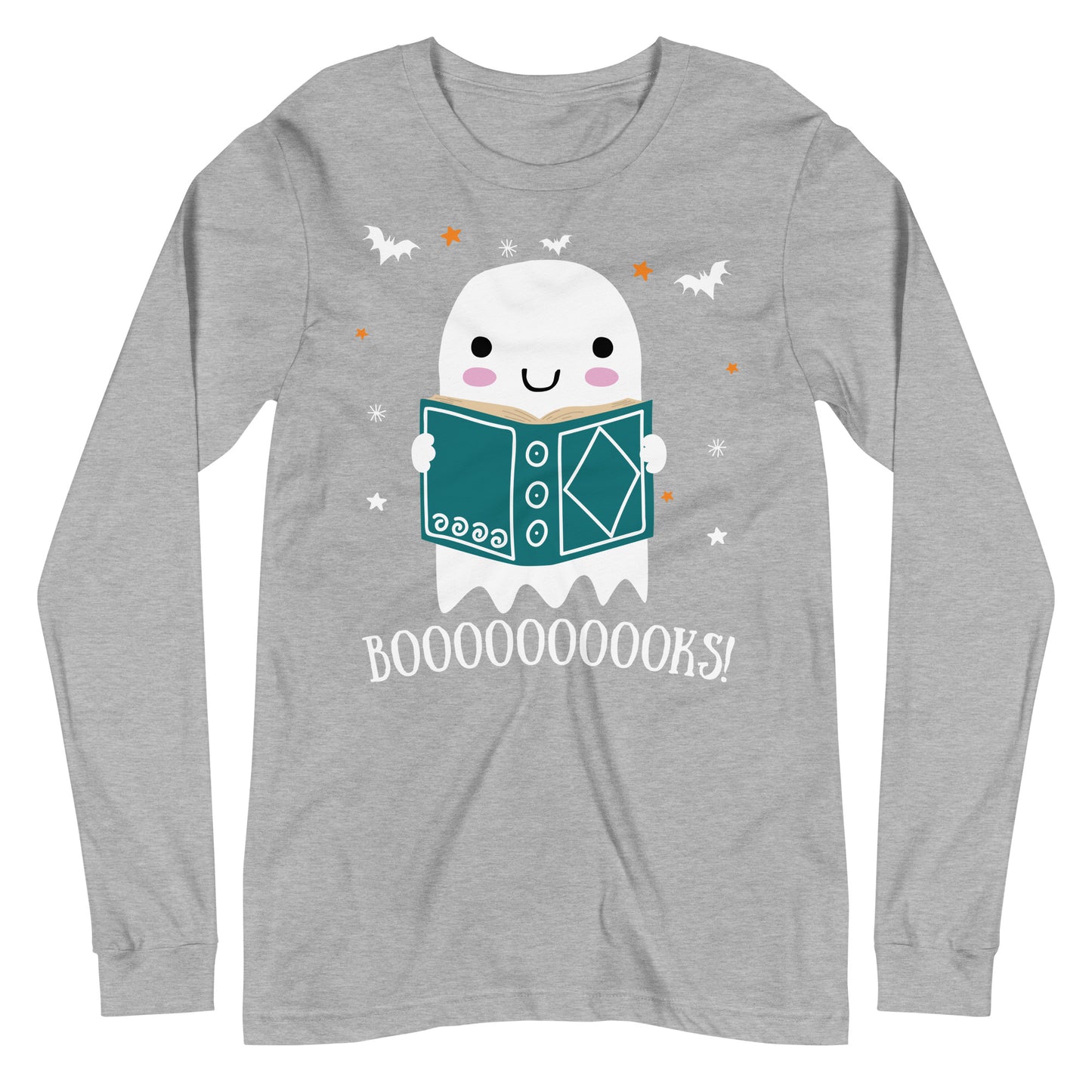 Cute Spooky Ghost Reading Halloween Long Sleeve Tee