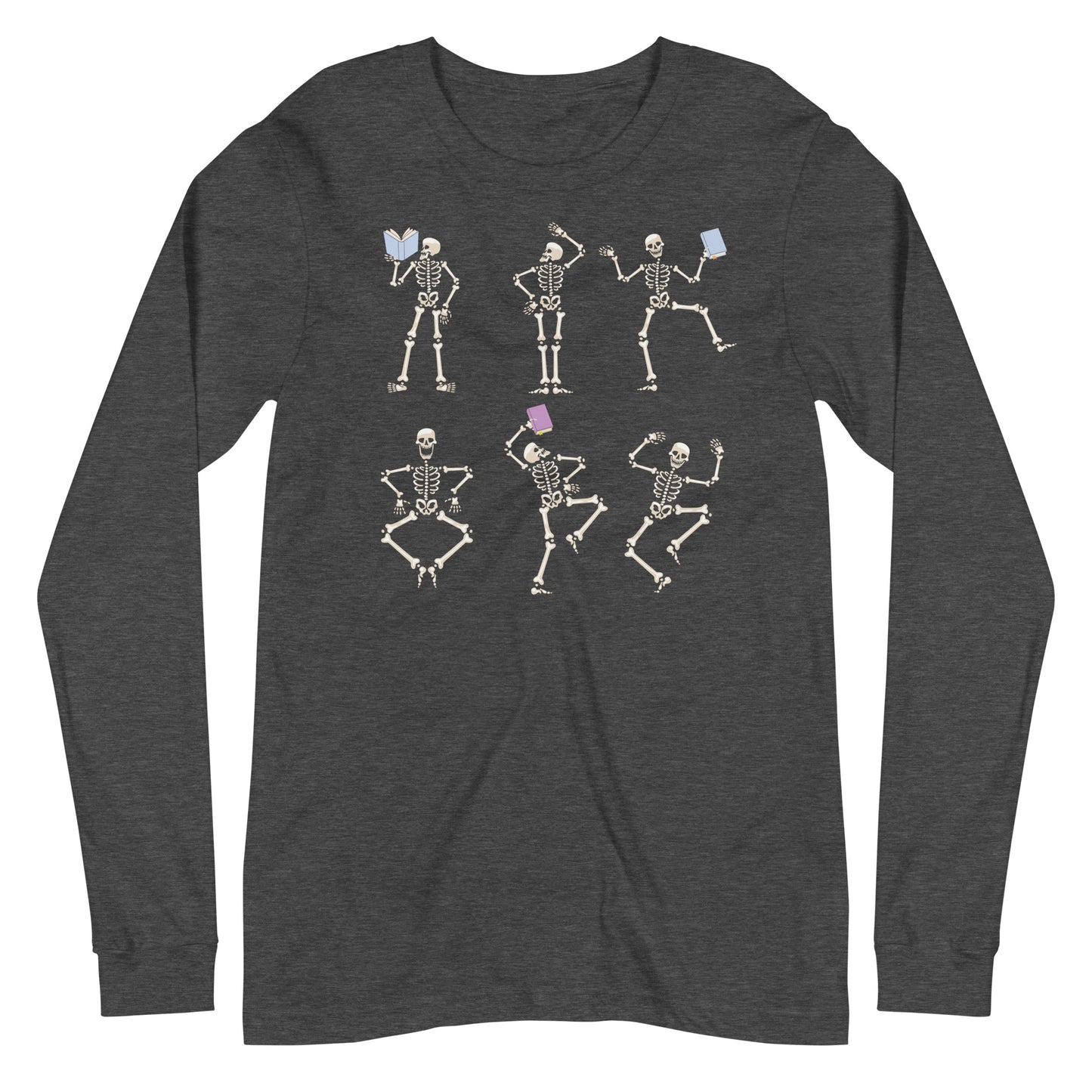 Dancing Skeletons With Books Halloween Librarian Unisex Long Sleeve Tee