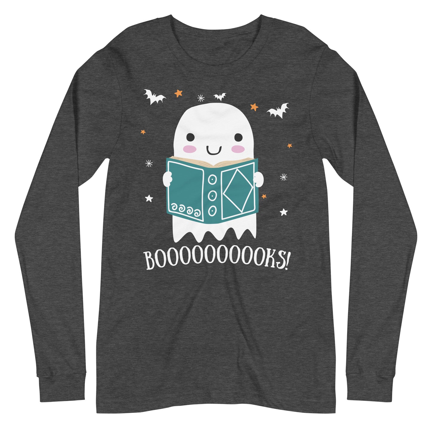 Cute Spooky Ghost Reading Halloween Long Sleeve Tee